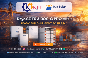 Deye SE-F5 and BOS-G PRO lithium battery systems ready for shipment to Iran with alternative logistics routes supported by KT1CO and Iran Solar