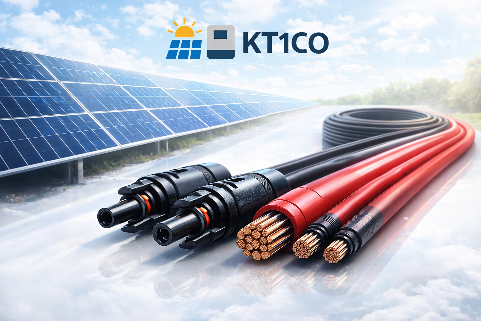 High quality solar DC cables and MC4 connectors installed near photovoltaic panels for reliable energy transmission in solar systems